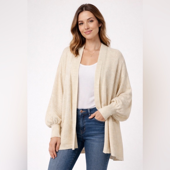 Liz Claiborne Sweaters - Liz Claiborne Open-Front Beige Cardigan